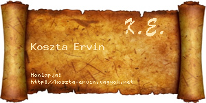 Koszta Ervin névjegykártya